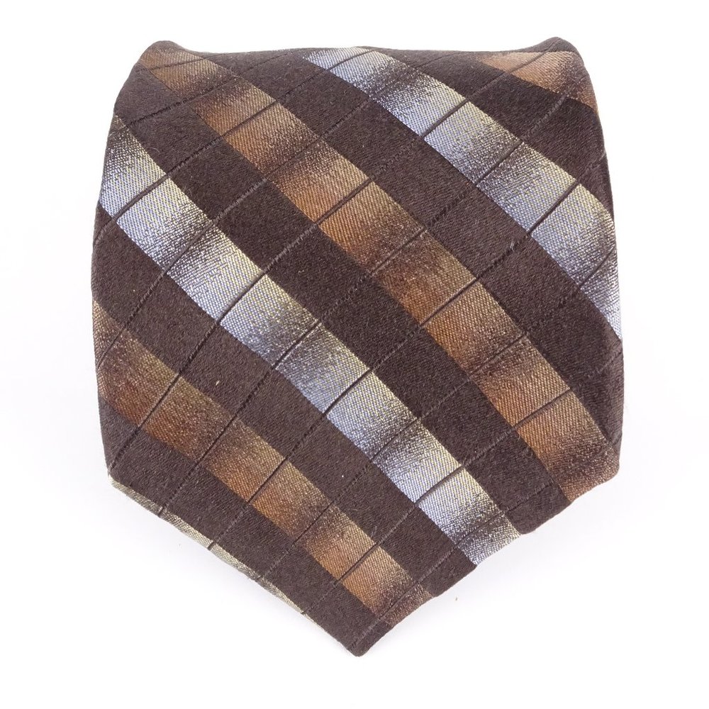 Roberto Villini Mens 100% Silk Necktie Brown